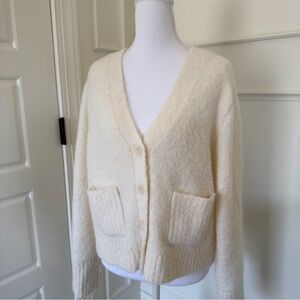 Aerie Cozy Cream V-Neck Cardigan Sweater